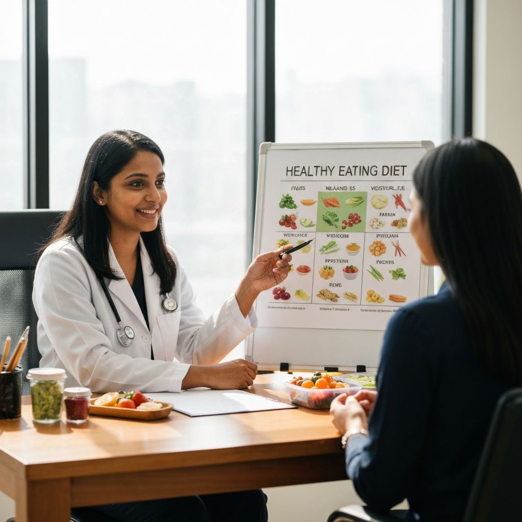 Nutritionist consultation with healthy food options